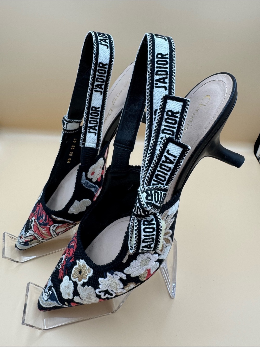Christian Dior J’Adior Embroidered Floral Slingback Heels Pumps EU 41 - Picture 3 of 17